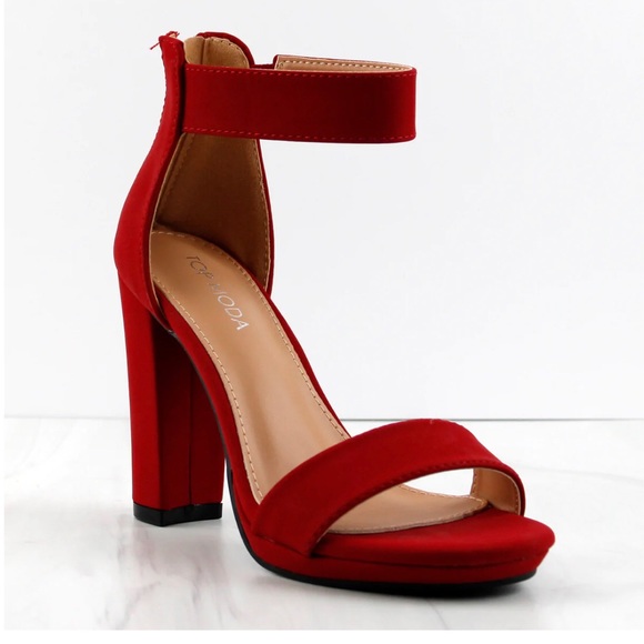 Top Moda Sexy Red Ankle Strap Open Toe High Heel Sandals size 8.5 women’s shoes - Picture 1 of 10